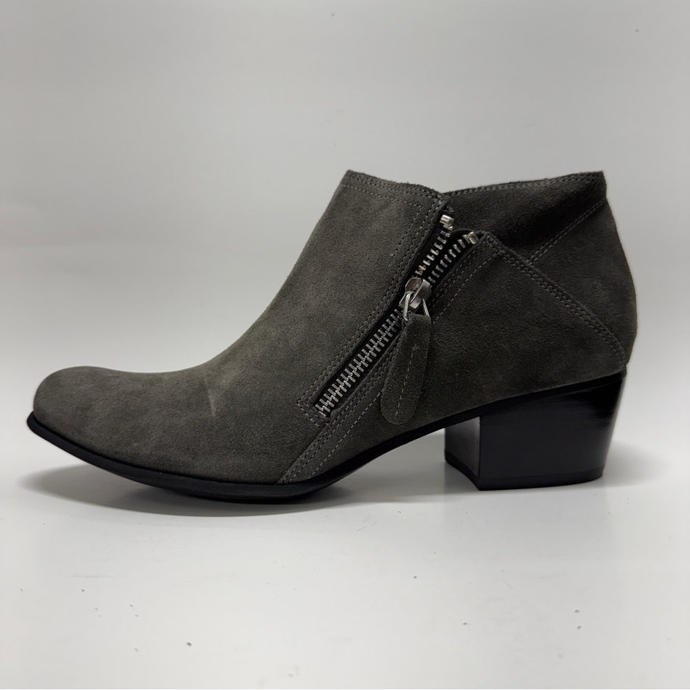 Vaneli Women's Gray Suede Ankle Boot with Side Zip
